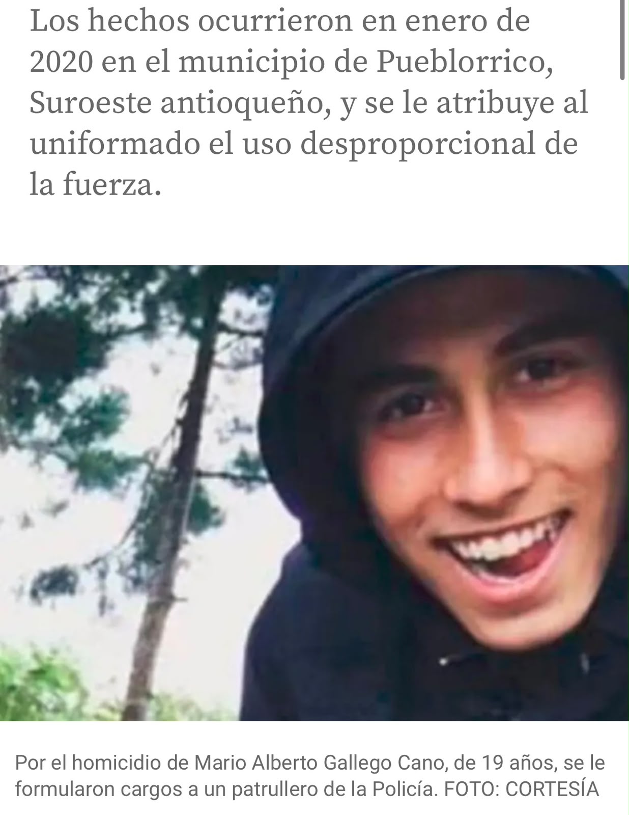Cobertura de prensa — caso Mario Alberto Gallego Cano