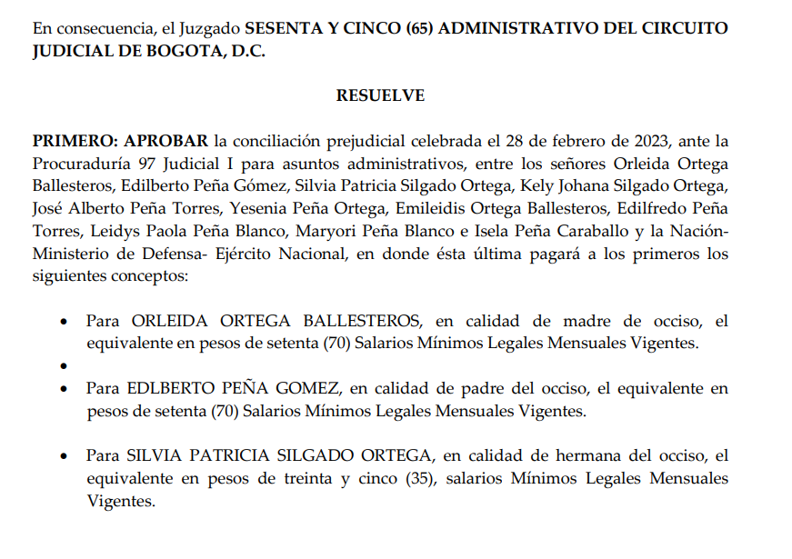 Conciliación — caso Nicolás Peña Ortega